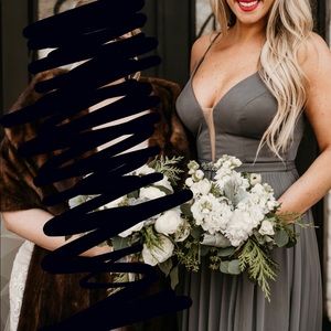 Floor length grey bridesmaid dress